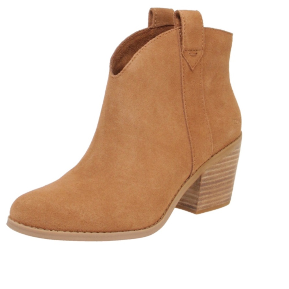 Toms Wmn Constance,Tan,Suede,booties, ankle boots,Ortholite,Foam insoles.7.5
